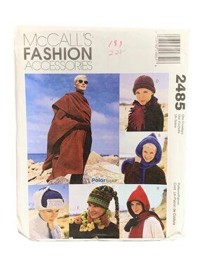 McCalls Fashion Accessories Pattern 2485 Cozy Winter Hat Scarves Uncut